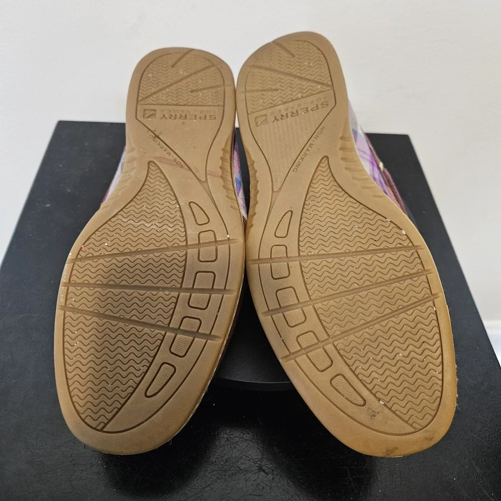 Sperry Top-Sider Brown/Pink Plaid Bluefish Leather Boat Shoe Womens - Size 8M